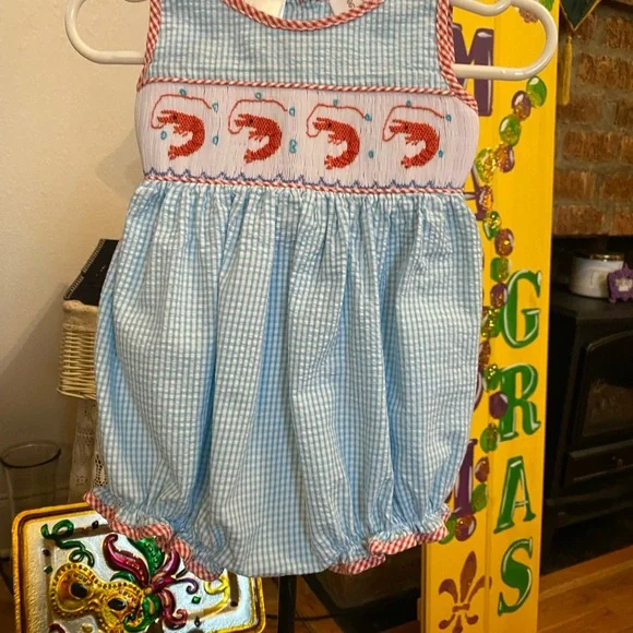 Lulu Bebe Infant Girls Smocked Romper size 6 months - Picture 6 of 13